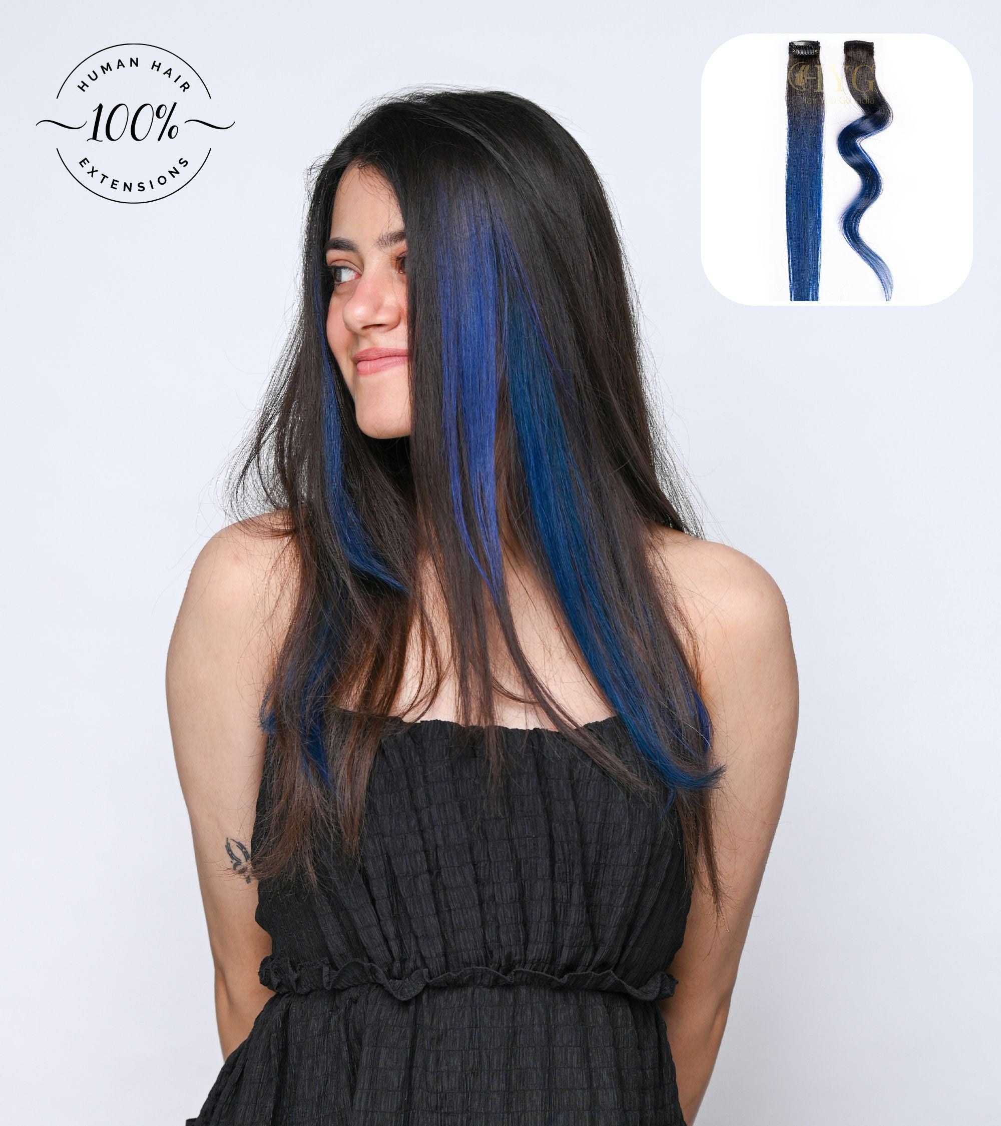 Blue Single Clip-in Streaks