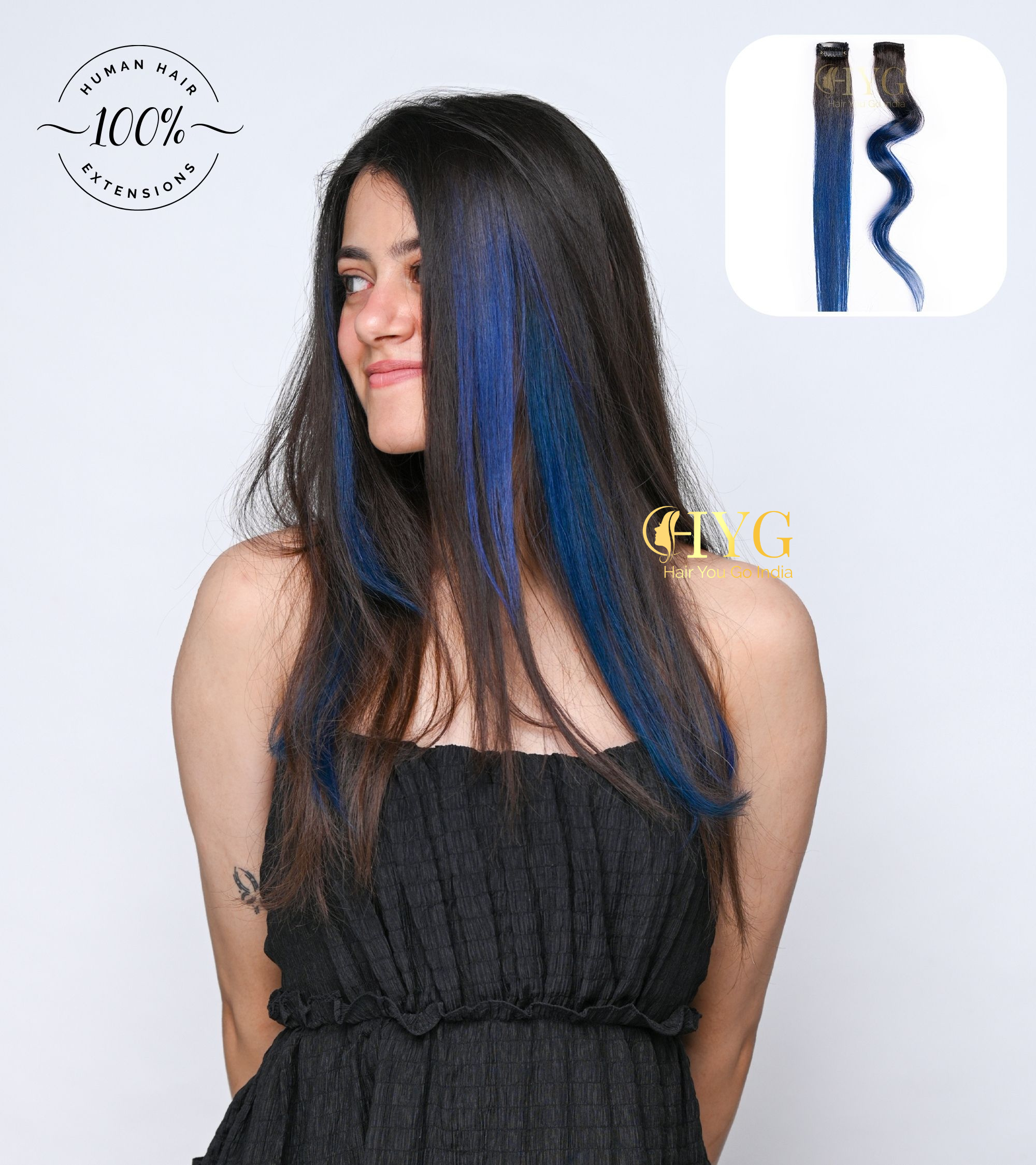 Blue Single Clip-in Streaks