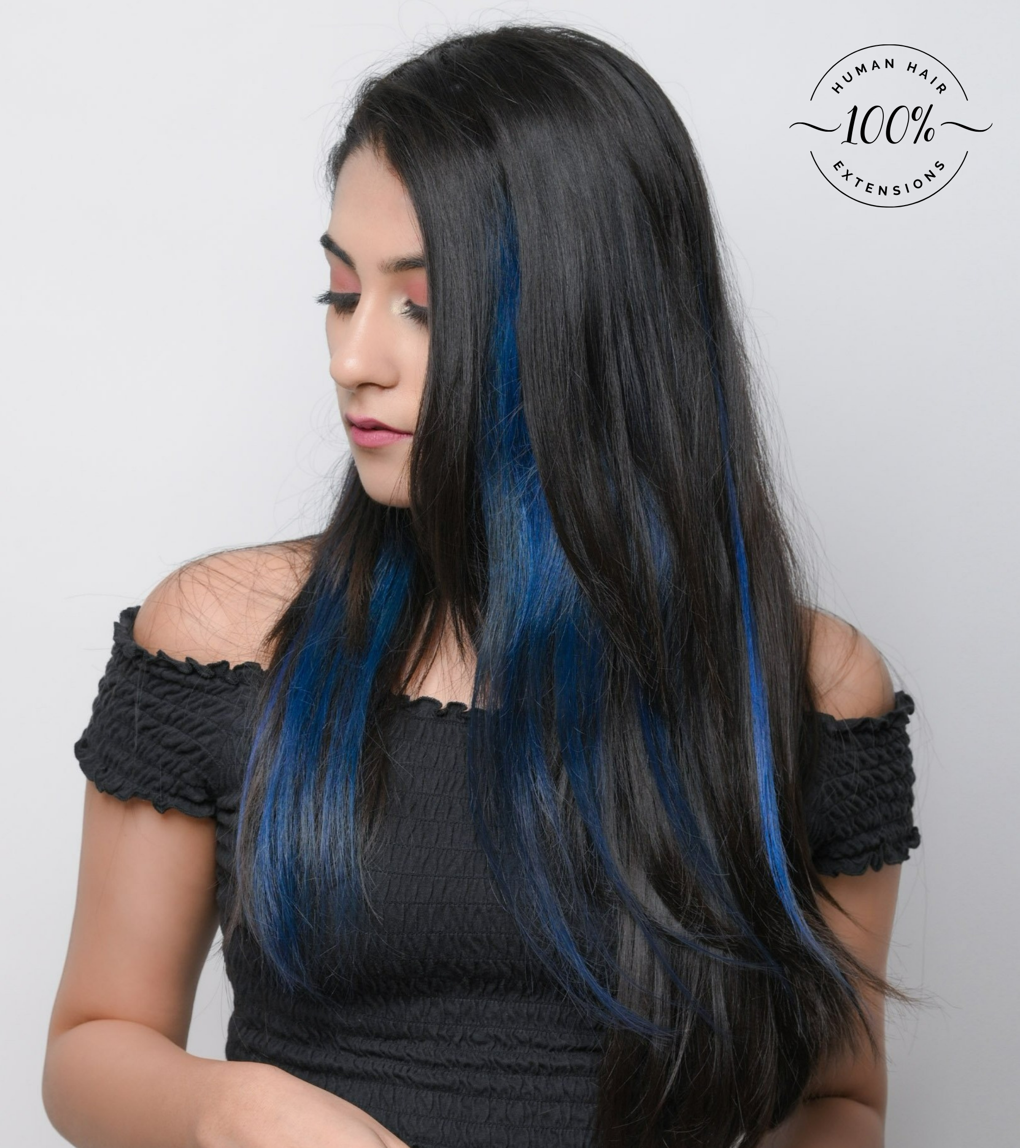 Blue Single Clip-in Streaks